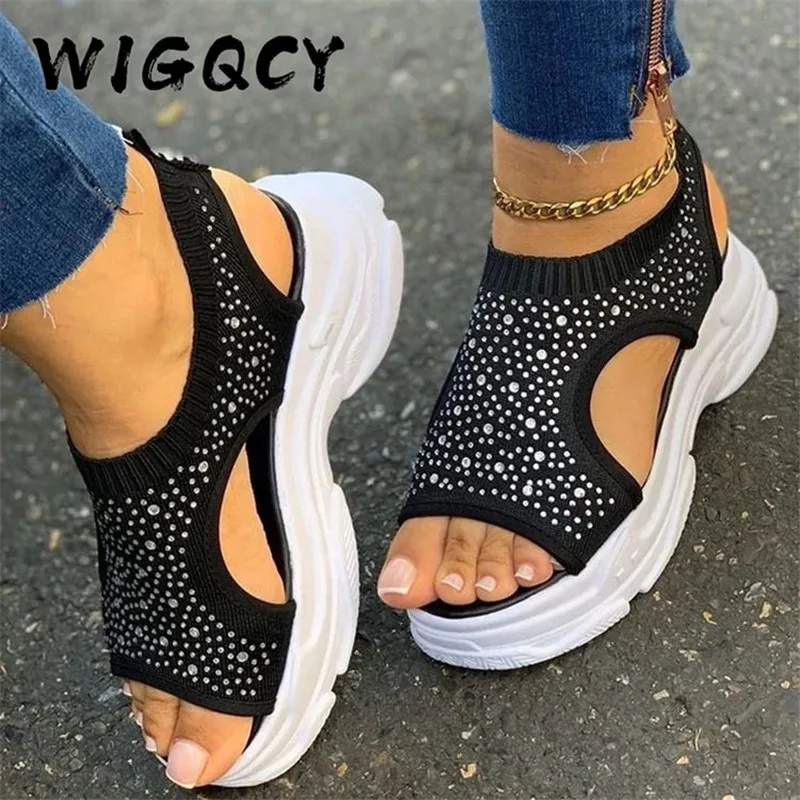 Кроссовки женские сетчатые эластичные дышащие на платформе со шнуровкой