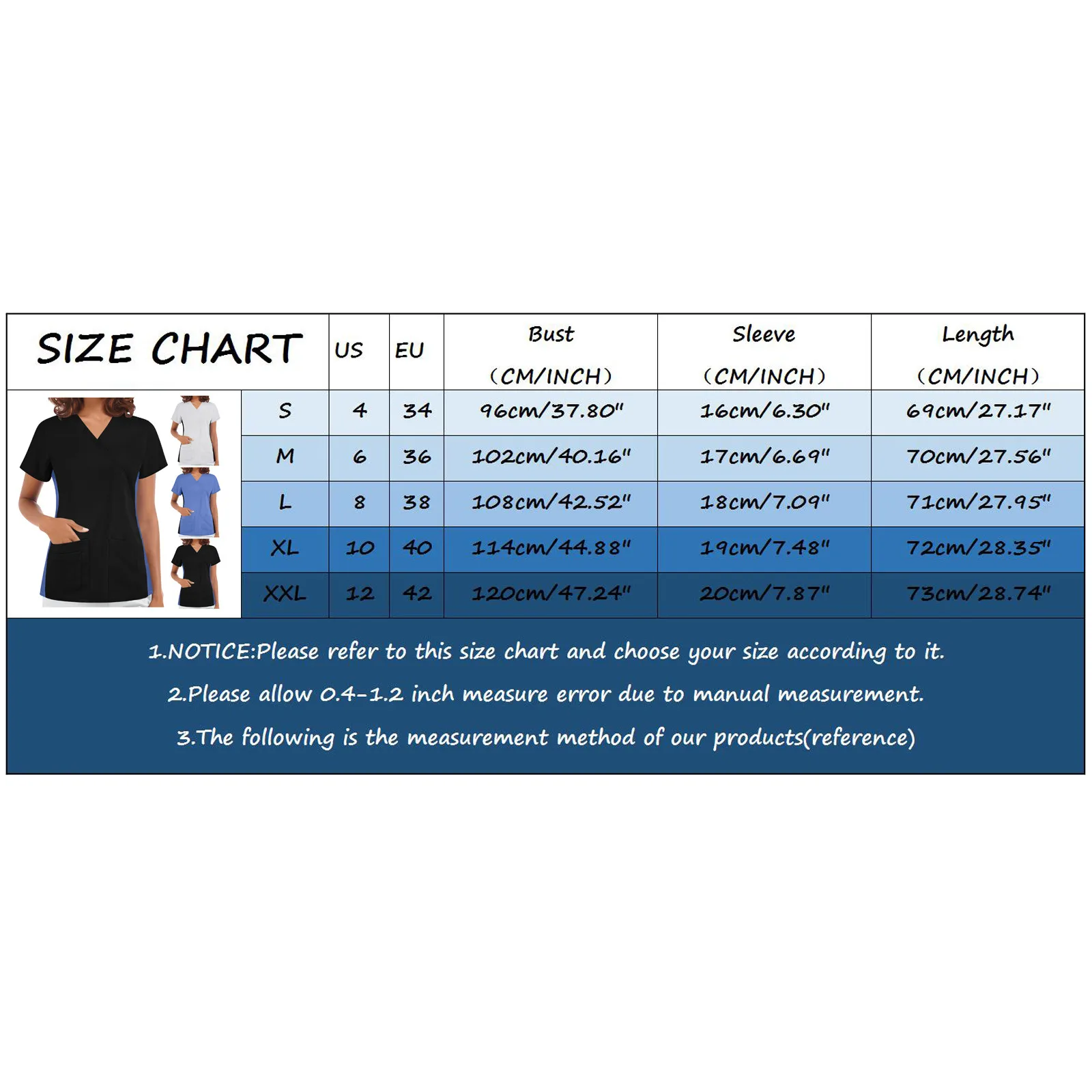 

Women's Clothing 2021 Solid Color V-Neck Nursing Scrubs Tops Hospital Care Workers Working Nurse Uniform Blouse With Pocket A40