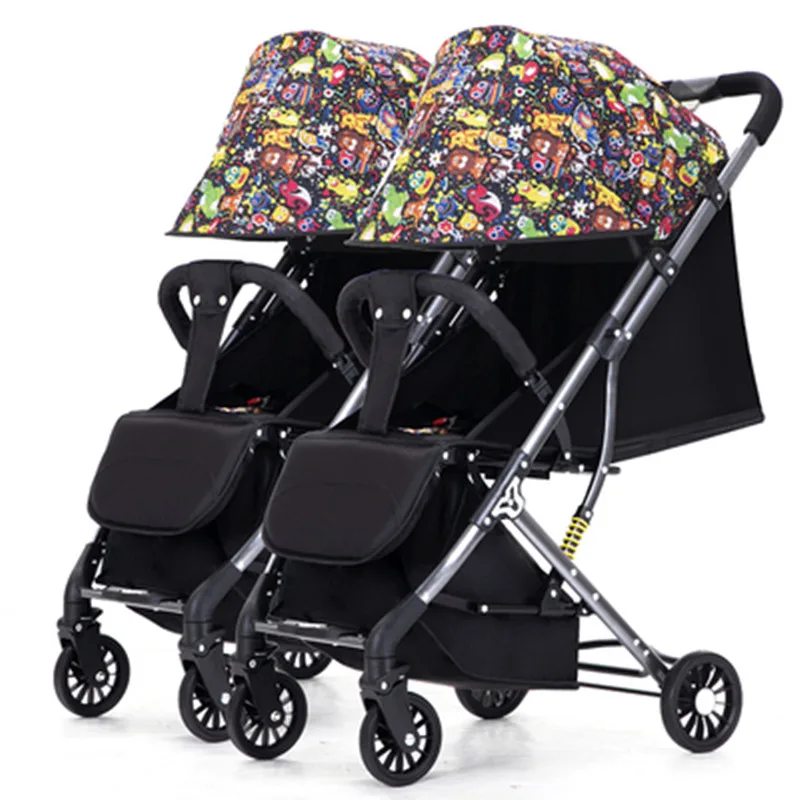 Twin baby stroller can be detached, lightweight, foldable, can sit and lie two-way two-child artifact, double children's strolle