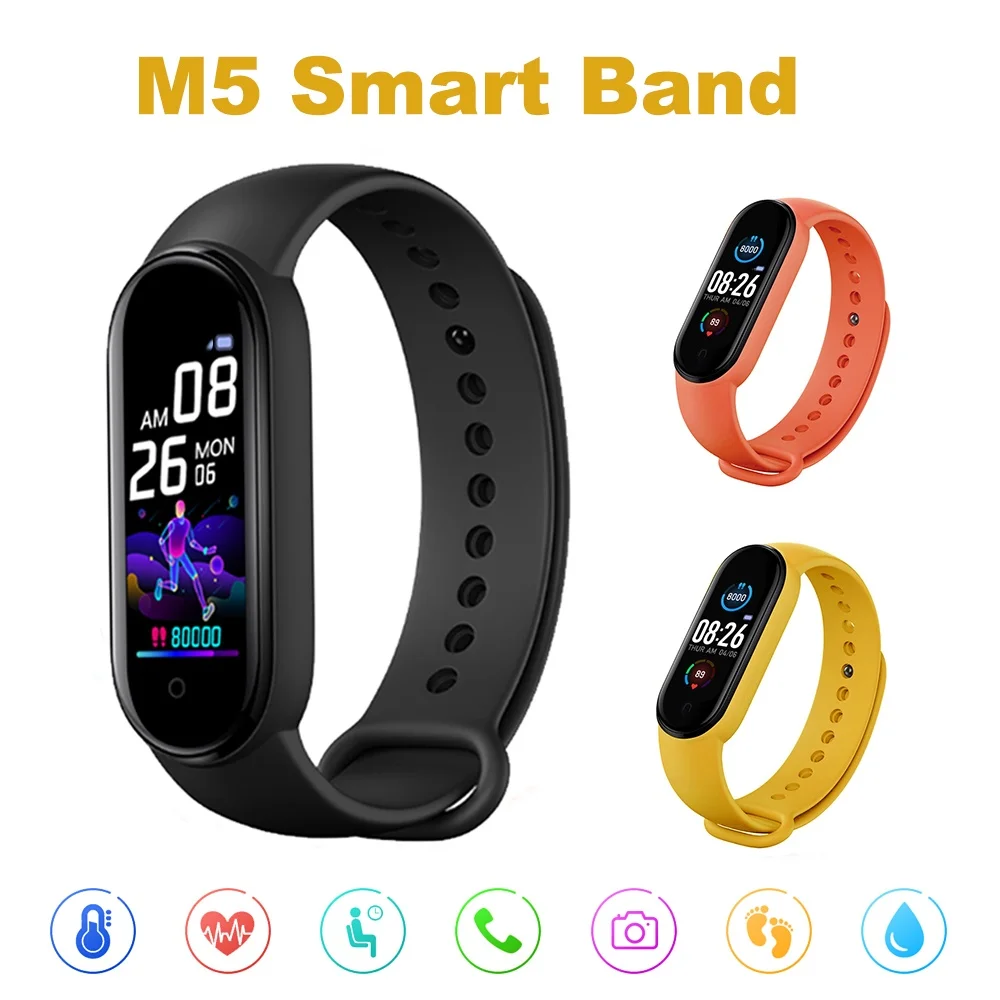 

M5 Smart Digital Wristwatches Step Calorie Counter Heart Rate Blood Pressure Monitoring Running Sport Tracker for Men Women Kids