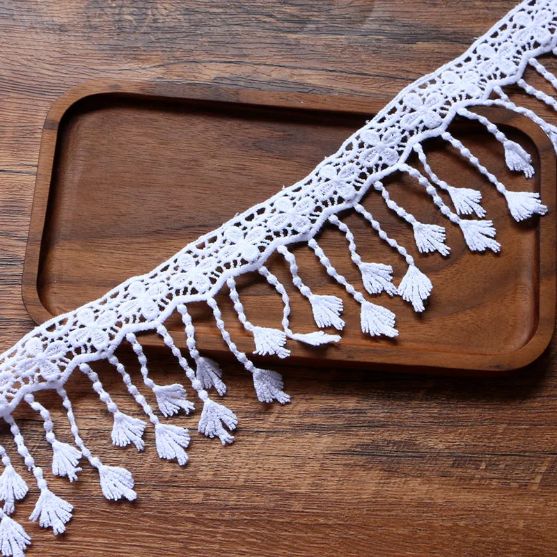 

Лента хлопковая с бахромой и вышивкой, 1 ярд, из ткани, шитье ручной работы