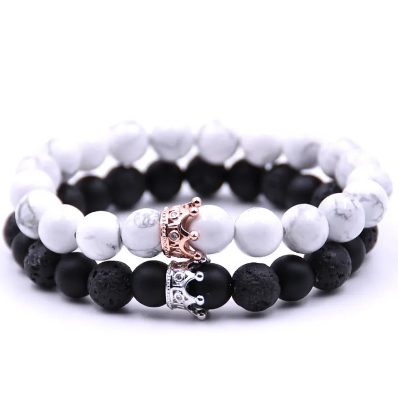 

Simple Black Volcanic Stone and White Turquoise Beads Bracelet 2021