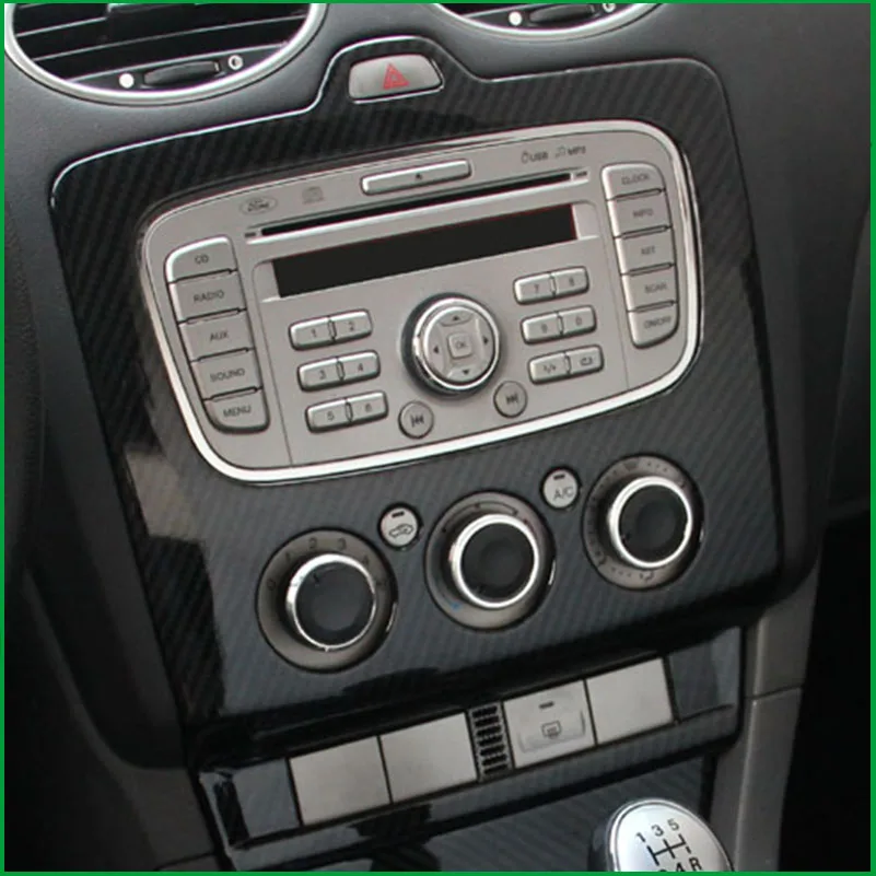 Для Ford для Focus Mk2 2009 2010 интерьер ABS Автомобильная Центральная панель управления AC аудио управление украшение крышка отделка автомобиля Стайлинг