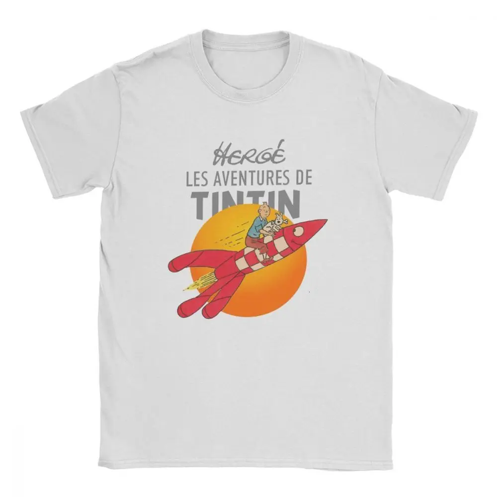 Midnite Star Men T-Shirts TINTIN The Adventures Of Tintin Vintage Cotton Tees T Shirts Crew Neck Clothes Plus Size Tops |