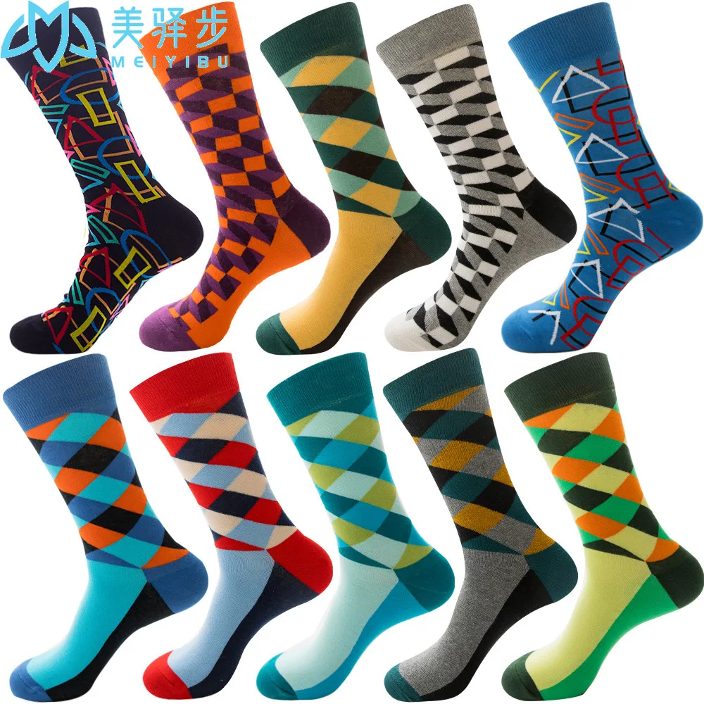 10 Pairs Per Set Novelty Funny Crew Sock Cartoon Men's Socks New Arrival 2021