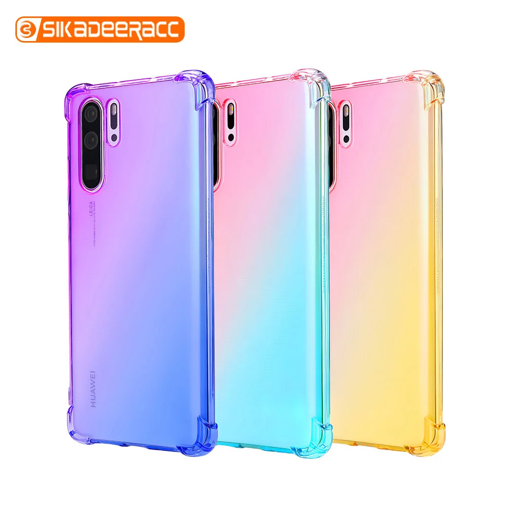 Ультратонкий Прозрачный чехол с градиентом для телефона Huawei P30 P20 Mate 10 20 Pro Lite 20X Honor