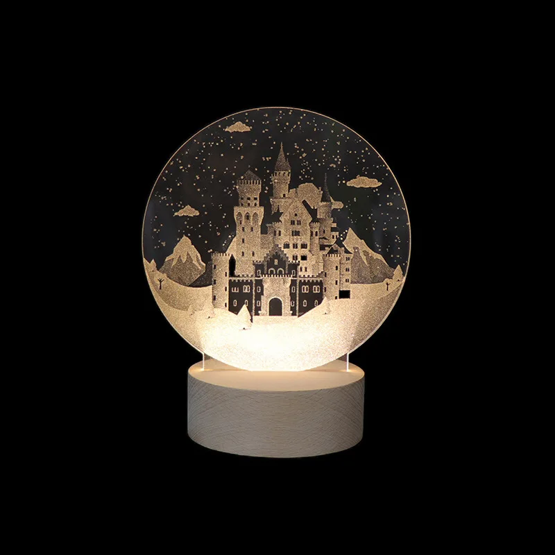 

Fashionable Creative Acrylic Solid Wood USB Night Lights Moon LED Nightlights for Kids Bedroom Lighting Decoration