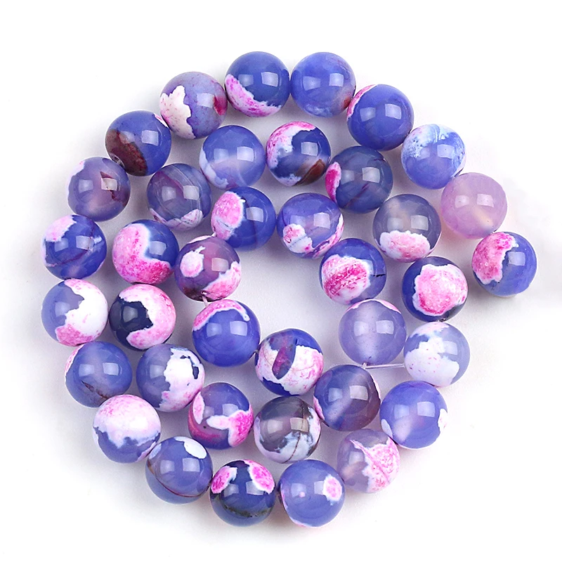 

Natural Purple Pink Snowflake Agates Beads Round Loose Stone Beads 15''6/8/10mm for Making Charms Jewelry DIY Bracelet