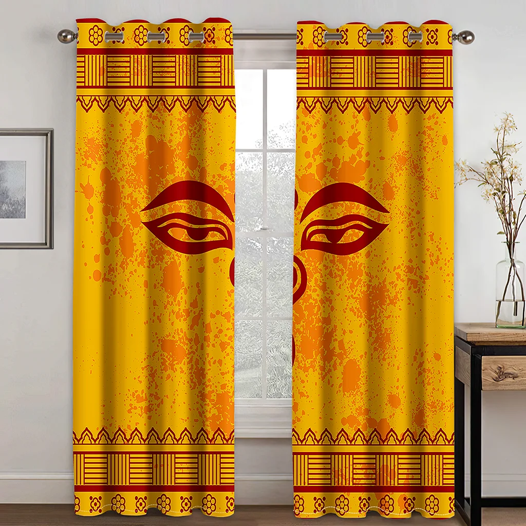 

Светонепроницаемые шторы для гостиной, плотные шторы для спальни, 90%, с принтом оранжевых глаз, можно стирать в стиральной машине