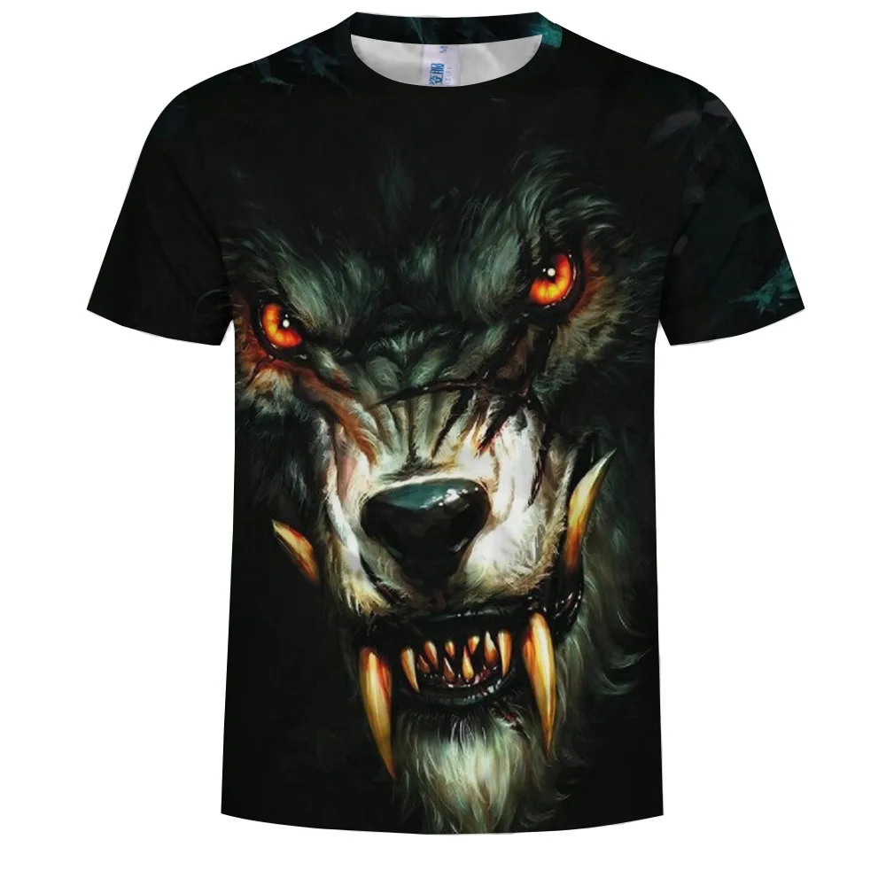 Летние повседневные топы футболка с принтом волка метеорита женская рубашки