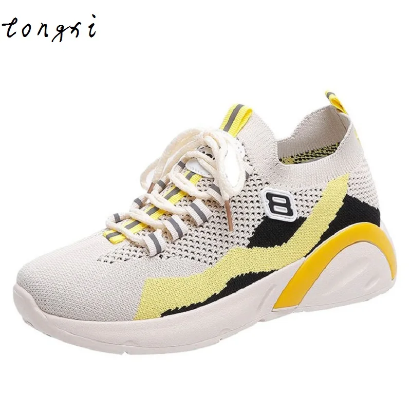 Tongxi Женские повседневные дышащие кроссовки на платформе для женщин модные