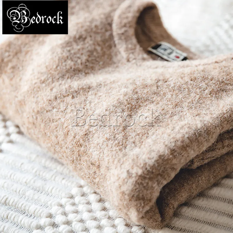 

Retro loop yarn pullover for men loose thick sweater autumn winter knit T-shirt warmness drop shoulder bottoming sweater