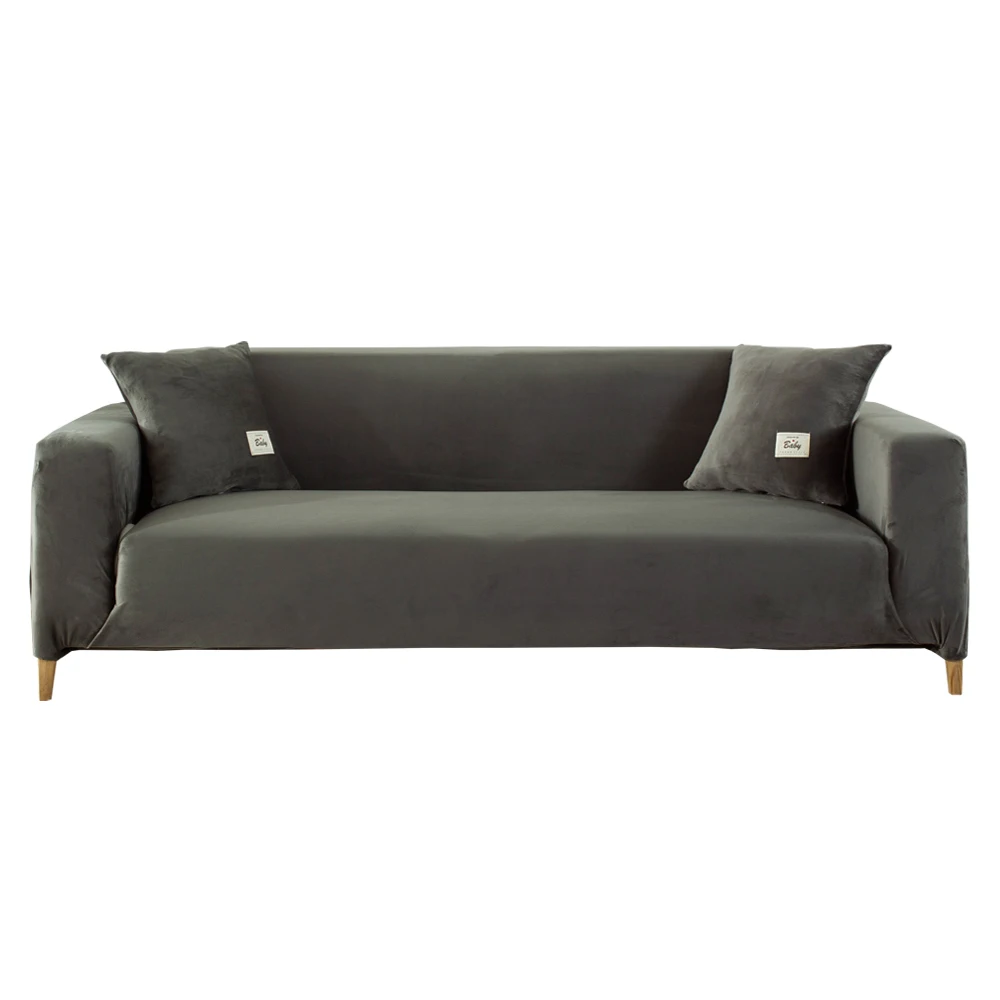 

Velvet Plush Elastic Stretch Sofa Cover with Pillowcase Warm Full-Cover Couch Cover L Shaped Corner Armchair Slipcover Seater