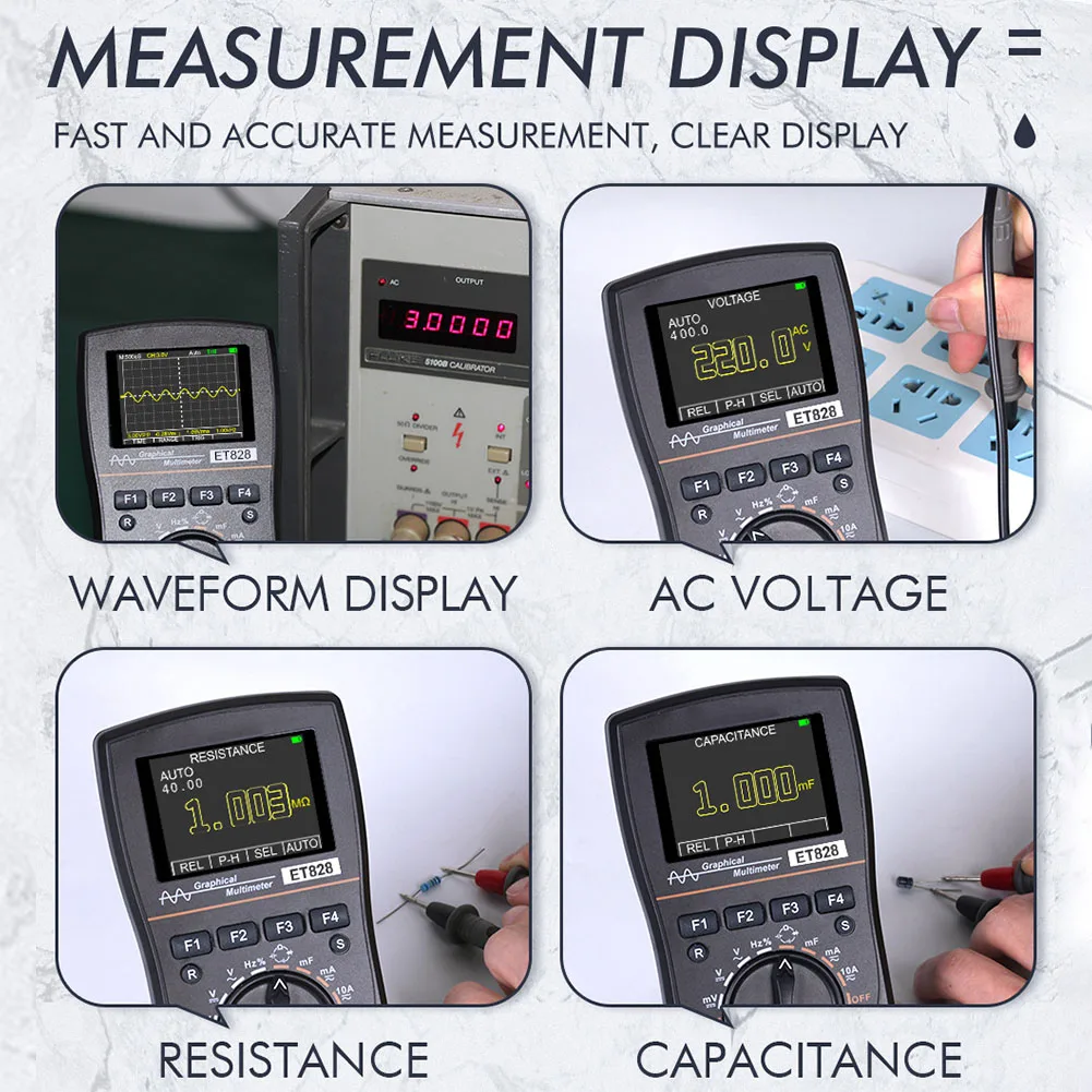 

2 In 1 Professional Intelligent Graphical 2.5Msps Sampling Rate Oscilloscope Multimeter 2.4inch Color Screen Electronic Test HD