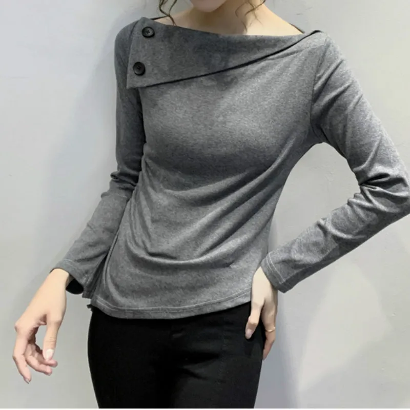 

Summer Clothing Lady Solid Long Sleeve Cotton Tee T-Shirt Tops Women Autumn Spring T-Shirt Fashion Tshirt Sweet Streetwear S-3XL