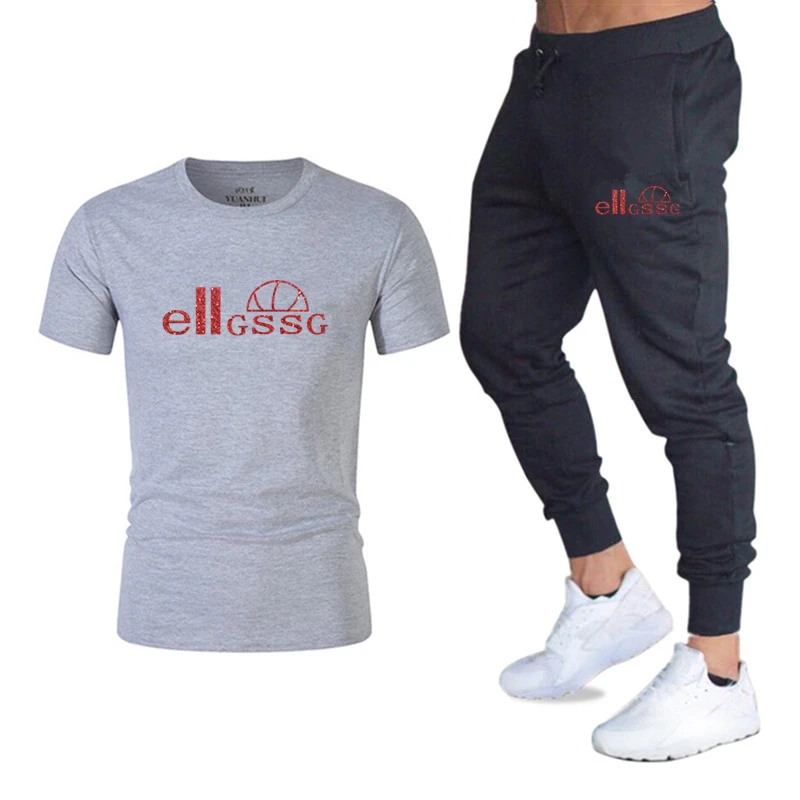 

Men's summer sports suit jogging pants summer cotton short-sleeved T-shirt + trousers casual wear running training sportswear
