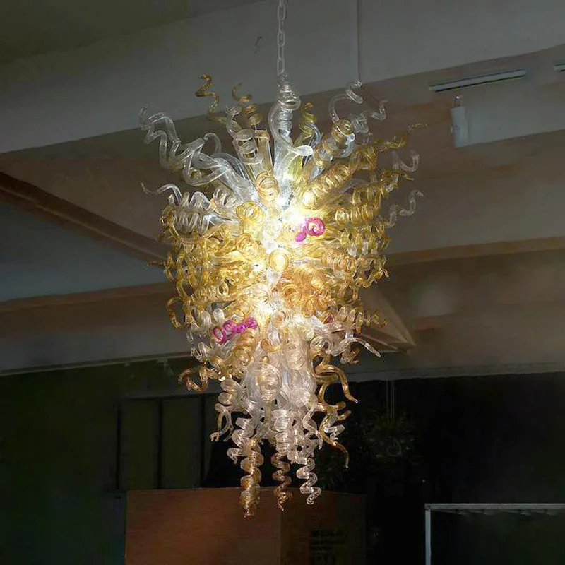 

Contemporary Chandeliers Twisted Glass Elegant Art Light LED Hand Blown Glass Chandelier Lightings for Home Hotel Lobby Villa