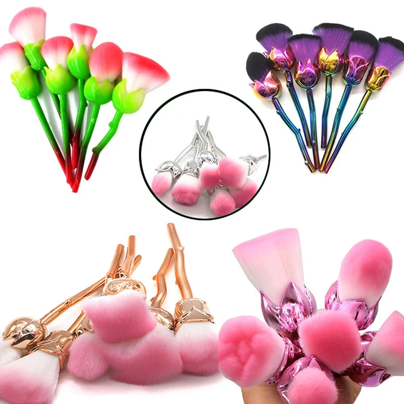 6 палочки роза цветок Портативный набор профессиональных кистей Красота