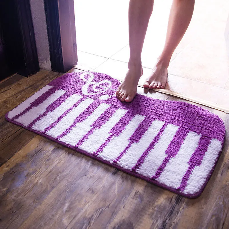 Purple Пол Дверной Коврик мультяшное пианино узорная Подушка кухонный Балконный коврик дверной коврик гостиная ковер ванная нескользящая Коврик - Цвет: Purple