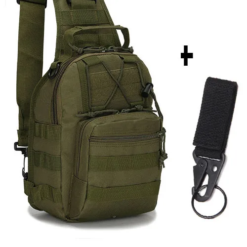green and key chain Походная сумка для альпинизма, военный походный рюкзак, тактическая сумка, походная сумка, охотничий рюкзак 600D - Цвет: green and key chain