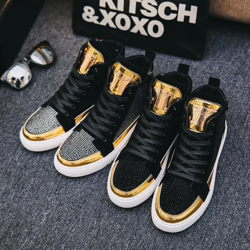 Кроссовки мужские высокие повседневная теннисная обувь со стразами 2019| |