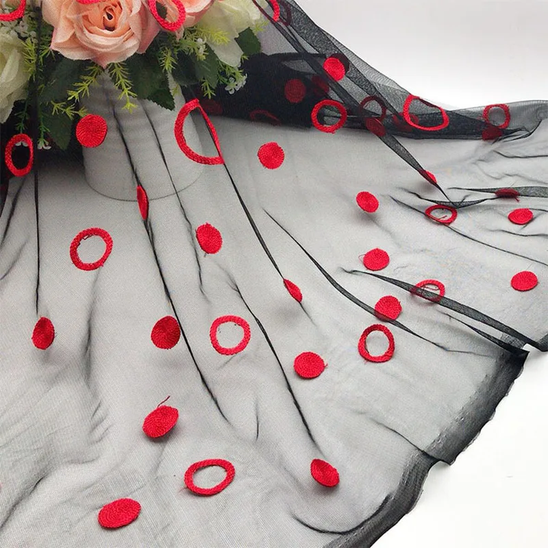 135 см X100CM Симпатичные кисточки с маленькими круглыми вышивать сетчатая ткань для