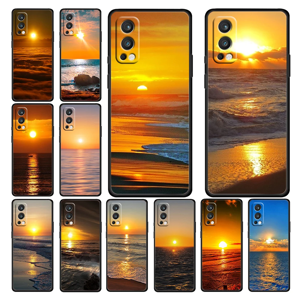 

Sunrise over the sea for OnePlus Nord 2 CE 9R 8T N100 N10 7T 6T 5T Pro 5G Plus Silicone Soft Black Phone Case Cover