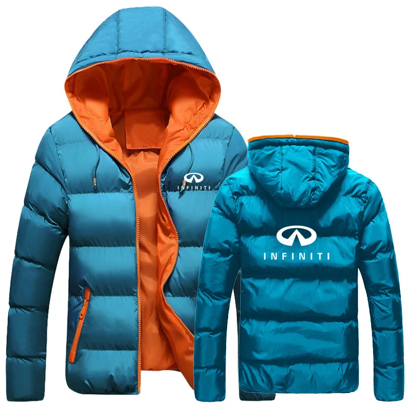 

Harajuku Winter Men's Hoodie Infiniti car logo Print Keep warm Thicken high quality Cotton Solid color Men's Zip Jacket clothing