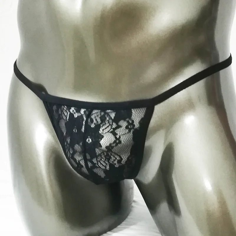 

3PCS Male Sexy Lace Transparent Mens Thongs Briefs Low Waist Panties Man G-String Comfortable Solid Color Men Underwear