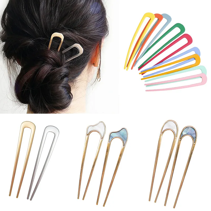 

2021 New Hair Clips Japan Hairpins Hair Sticks Women Hairclip Simplicity Colorful U Shape Girls Hair Sticks Hair Accessories