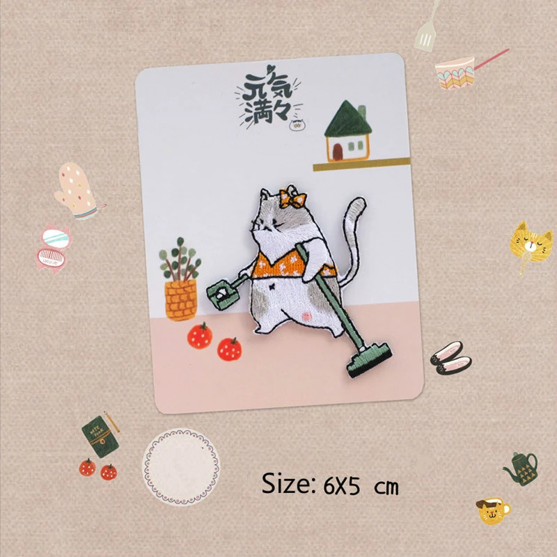 Патчи с вышивкой в виде симпатичного кота наклейка утюгом для одежды куртки