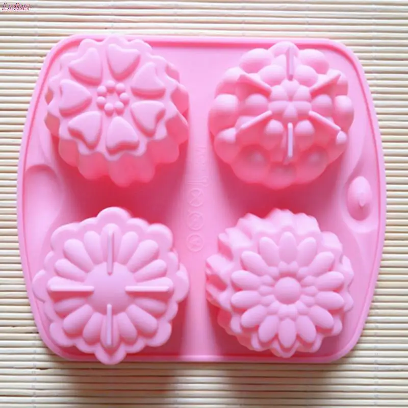 

4 PCS Flower Style Pudding Jelly Cake Malls High quality Silicone pastries Chocolate mould Diy Biscuit