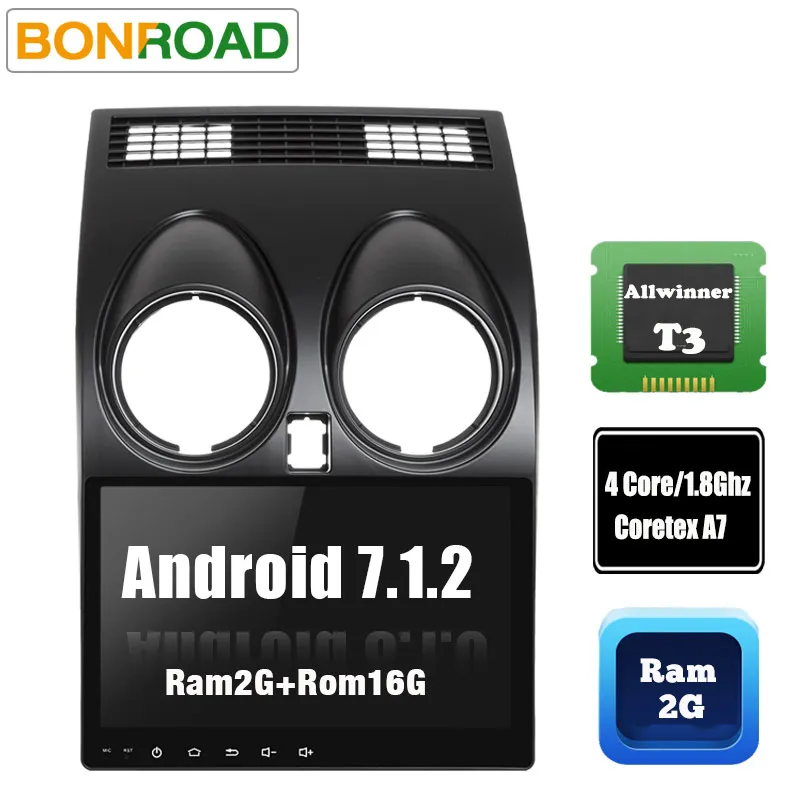 T3 2G 16G Bonroad " Android8.1.0 автомобильный DVD мультимедийный плеер для Nissan Qashqai 2010 Dualis 2007- автомобильный навигационный радио с Bluetooth - Цвет: T3 2G 16G
