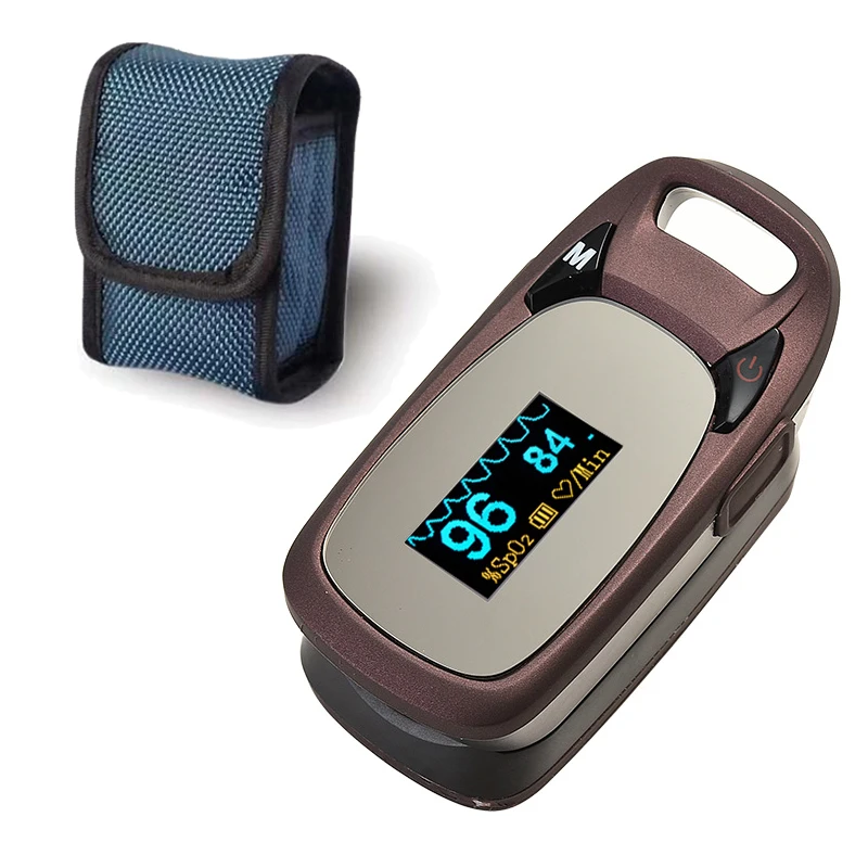 coffee with case Цифровой Пальчиковый Пульсоксиметр портативный De Dedo Pulso Oximetro Saturometro SPO2 PR Pulsi oximetro FDA CE утвержден - Цвет: coffee with case