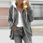 Зимнее женское пальто, плюшевая куртка на молнии, женские толстовки, пальто, Женский Повседневный теплый кардиган, однотонные винтажные куртки, размера плюс Топы