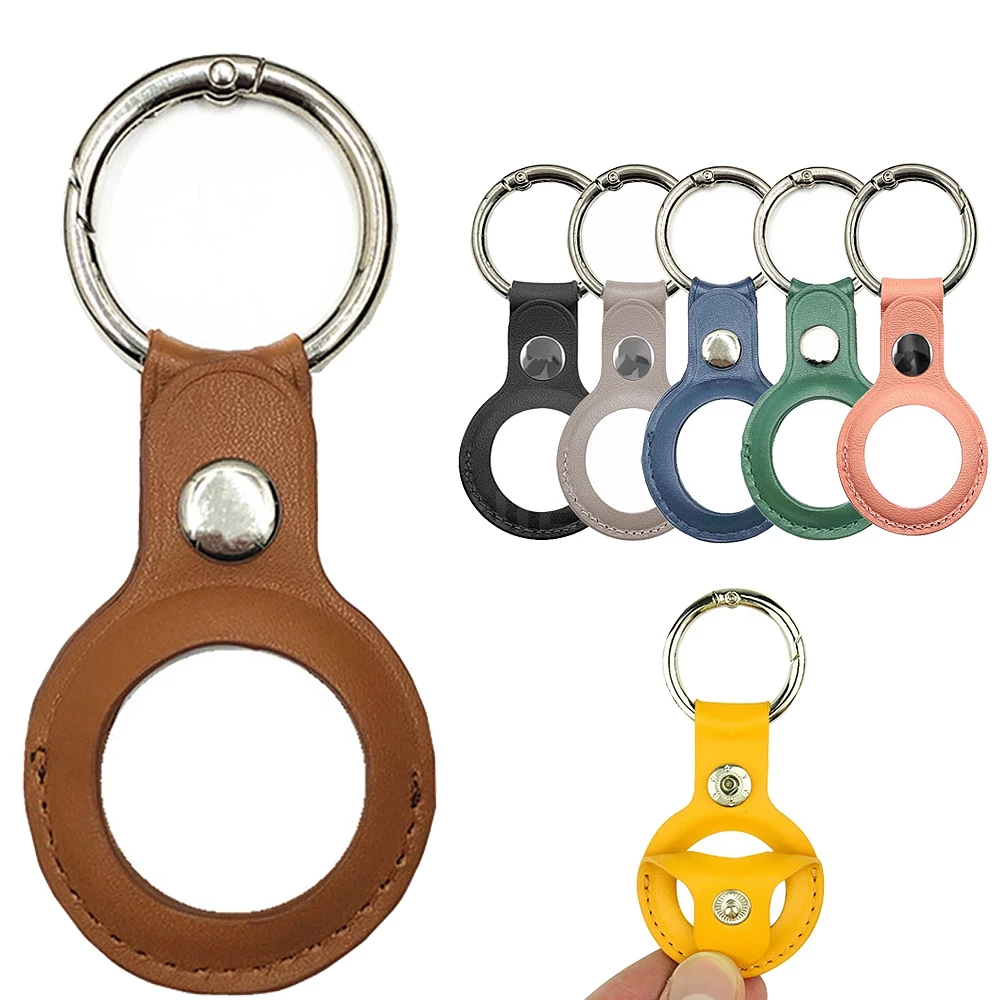 

For Apple Airtags Leather Case Cover Bluetooth Tracker Locator Silicone Protective Sleeve Protector Shell Keychain Accessory