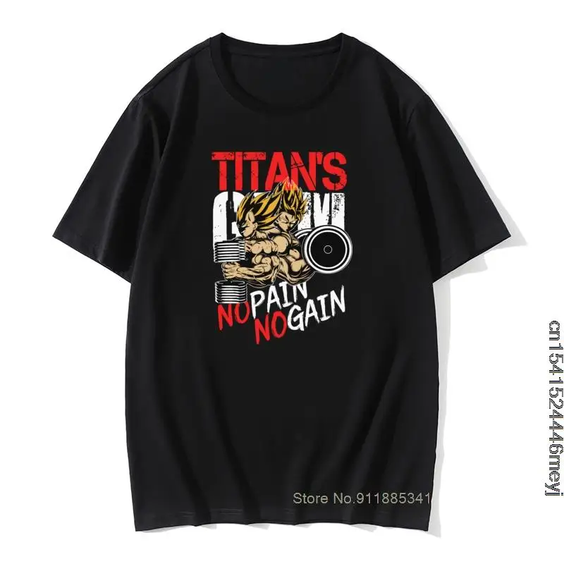 

Anime T Shirt No Pain No Gain Bodybuilding Lifting Weights T-Shirt Men Gray Tees