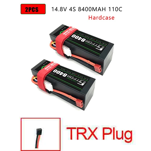 2PCS4S8400HARDTRX DXF Lipo батарея 4S 8000mah 8400mah 14,8 V 110C 220C Hardcase для 1/8 1/10 масштаб Электрический радиоуправляемый Багги Truggy гусеничный автомобиль - Цвет: 2PCS4S8400HARDTRX