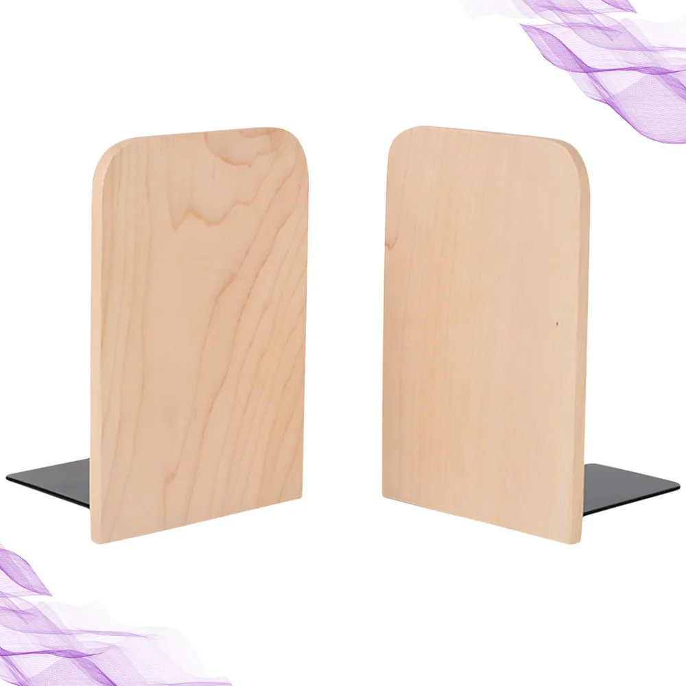 

2Pcs of Creative Bookends Simple Book Ends Desktop Magazines Stand Organizer for Office School (Black Light Yellow)