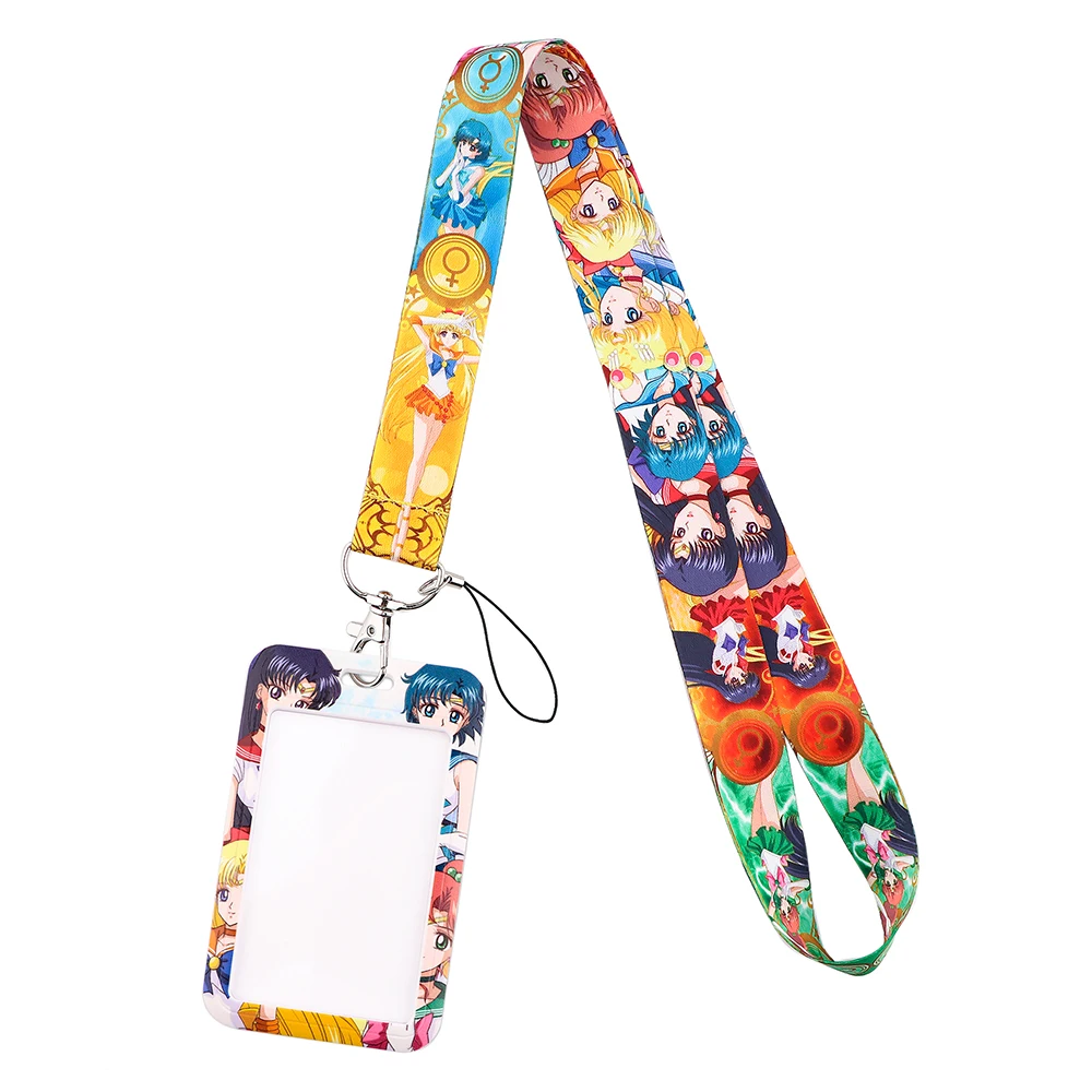 

1pcs ZF2960 Anime Moon Girl Lanyard Card Holder Student Hanging Neck Mobile Phone Lanyard Badge Subway Access Card Holder