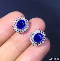 kjjeaxcmy fine jewelry natural sapphire 925 sterling silver women gemstone earrings new ear studs support test popular