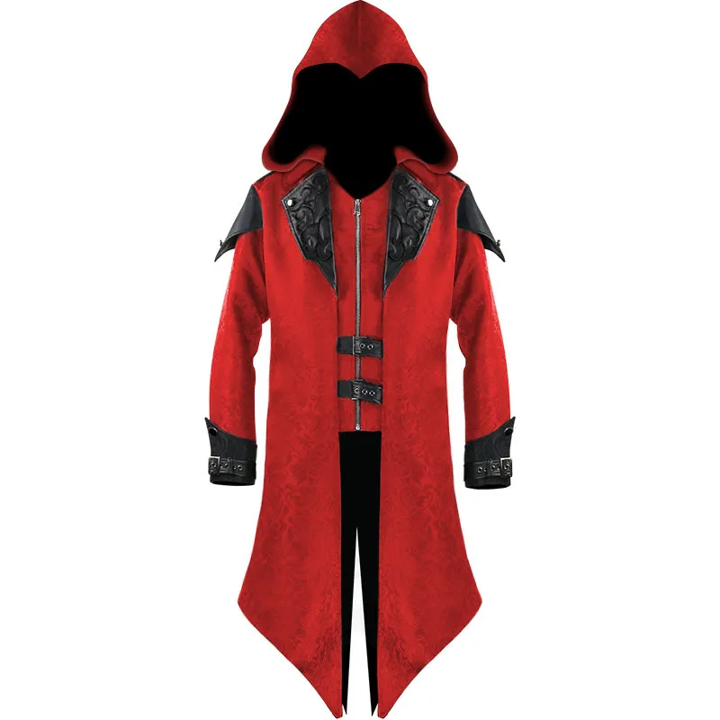 

Death's Cloak Sickle Halloween Uniform Outfit Cosplay Medieval Halloween Retro Spliced Jacket Male Gothic Dark Costume