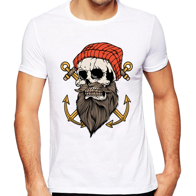 2020 для мужчин новая мода череп с принтом в виде якоря коротким рукавом футболка