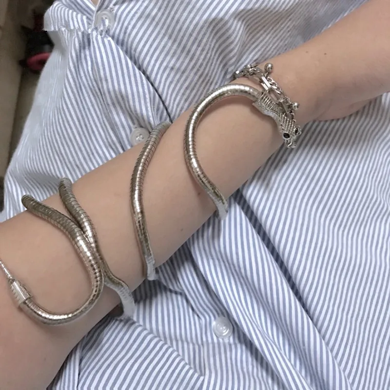 

2021 New Punk Hip Hop Metal Adjustable Gold Silver Color Snake Multi-Function Necklace For Women Girls Party Jewelry
