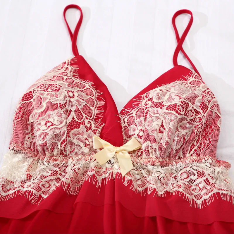 

Satin Sleepwear Female with Chest Pads Sexy Women Pajamas Lace Silk Sleep Lounge 5 Pieces Sets Ladies Indoor Clothing pajamas