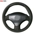 DIY сшитый вручную черный мягкий замшевый чехол рулевого колеса автомобиля для Peugeot 206 1998-2005 206 CC 2004 2005 SW 2003-2005 206