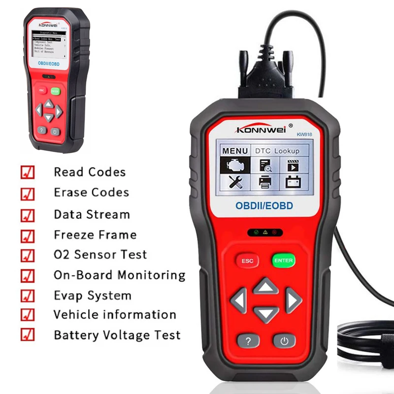 

Автомобильный диагностический сканер OBDII ODB2 EOBD, Тестер Аккумуляторов 12 В, автомобильный считыватель кодов, 6 языков на выбор, проверка автом...