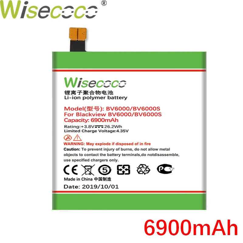 WISECOCO 2 шт. 6900 мАч BV6000 батарея для Blackview BV6000 BV6000S мобильный телефон новейшее производство батарея с номером отслеживания
