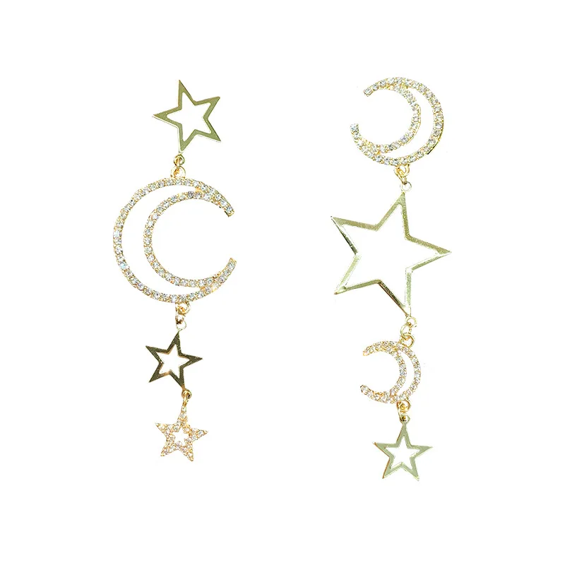 Женские Асимметричные Серьги Hello Miss длинные серьги-гвоздики с бахромой звезды