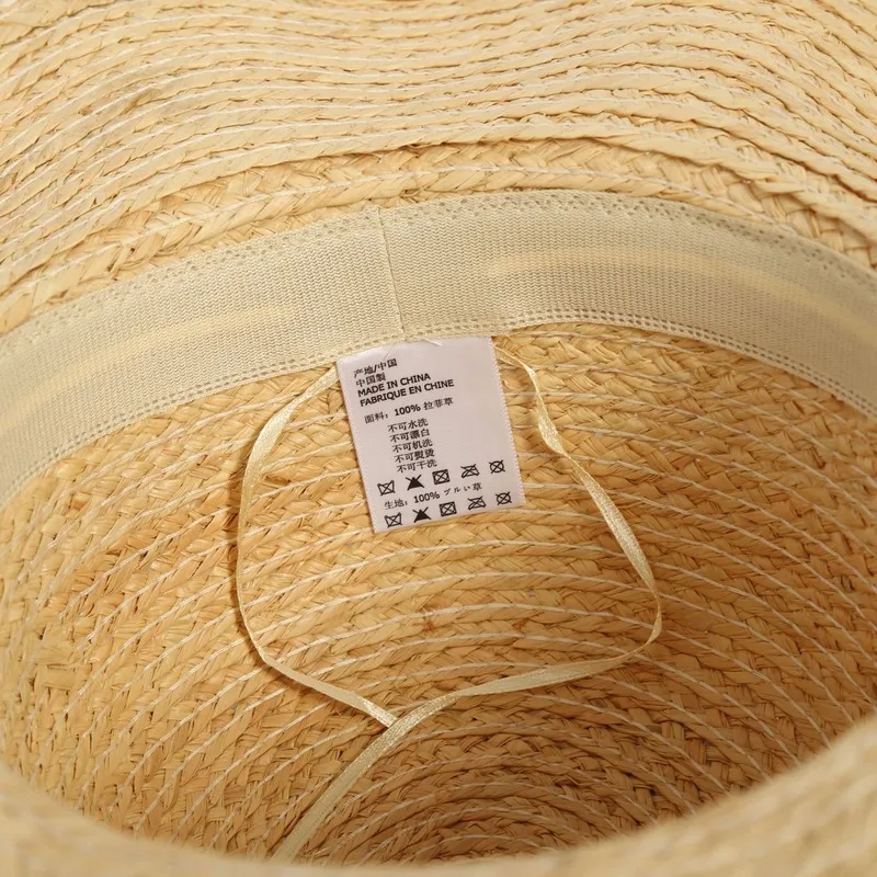 Шляпа из рафии с крупными полями женская уличная пляжная Панама от солнца ручной
